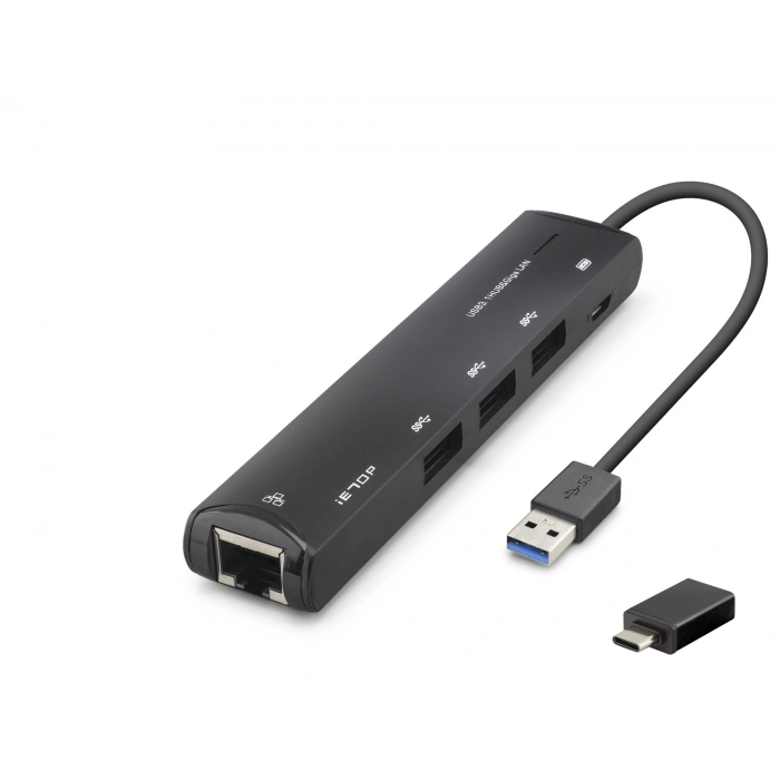 USB Type-c 3.2 Gen1 Hub (Gigabit Lan, 4 Port, 5 Gbps, Siyah-HDX7897)