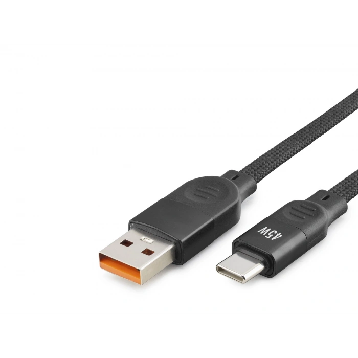 USB Type-c Şarj Ve Data Kablosu (45W, 1 Mt Örgülü, Siyah - ND1102)