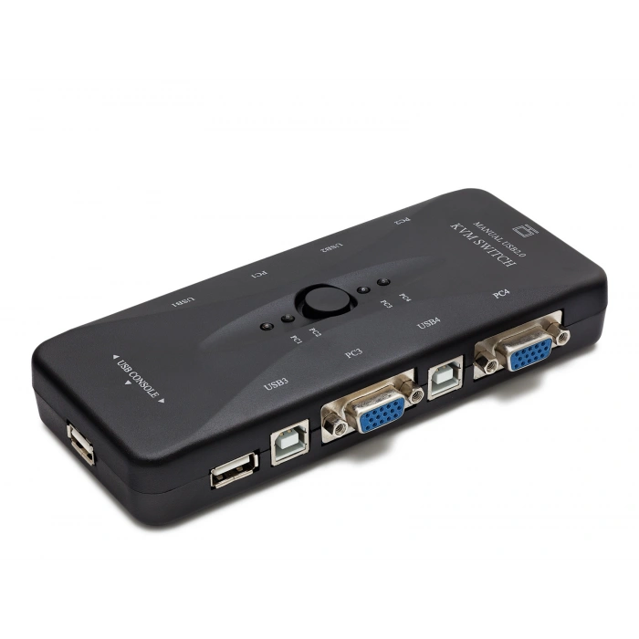 VGA USB KVM Swıtch 4 In 1 Out + 4 Port USB Console (Sıyah - HD230)