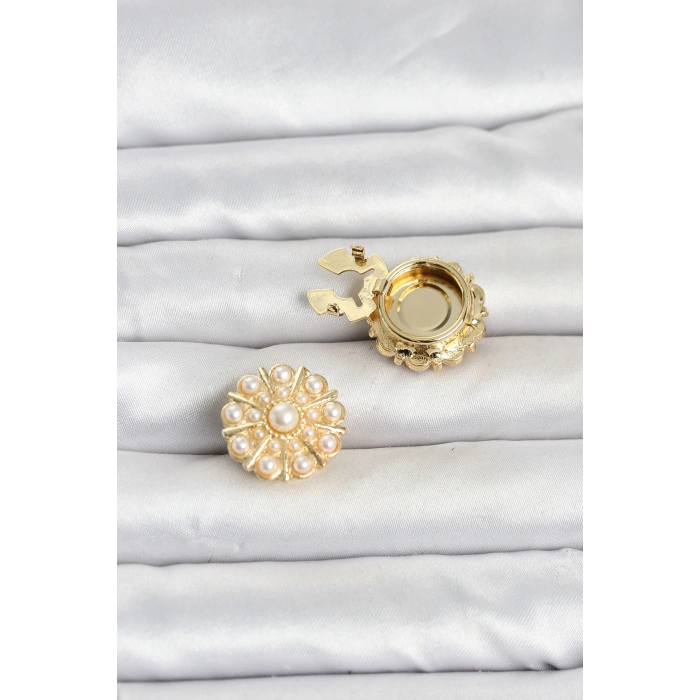 Vintage Model Gold Renk Düğme veya Manşet Broşu