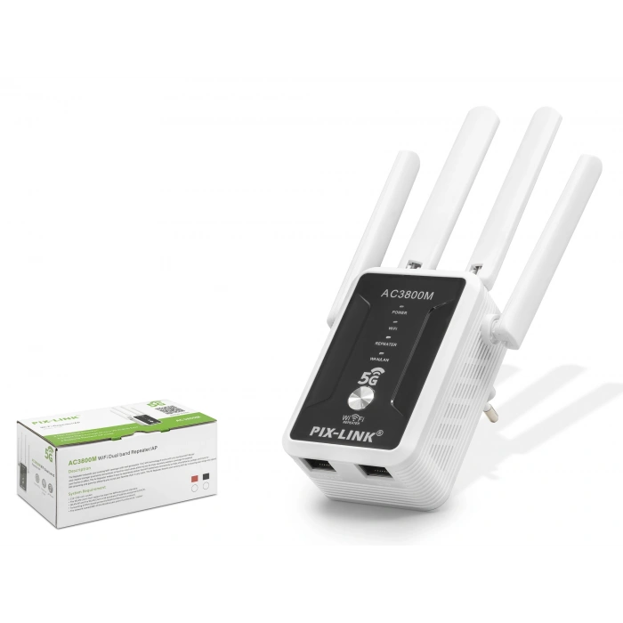 Ağ Genişletici Wifi Repeater - Router / Ap Ac3800 Dual Band (Siyah Beyaz LV-AC32Q)
