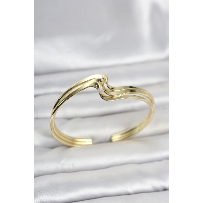 Zikzak Model Gold Renk Pirinç Kadın Bileklik