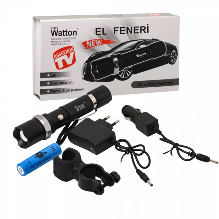 Zomlu Şarjlı LED El Feneri Uzun Menzilli (WT-038)
