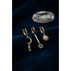 3 lü Set Ay Yıldız ve Güneş Model Gold Renk Kadın Küpe