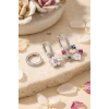 3 lü Set Gümüş Renk Çiçek Model Küpe