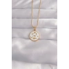 316L Çelik Gold Renk Beyaz Mineli Karışık Figürlü Tarot Kolye