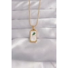 316L Çelik Gold Renk Beyaz Mineli Tarot Kolye