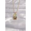 316L Çelik Gold Renk Karışık Mineli El Figür Tarot Kolye