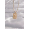 316L Çelik Gold Renk Pembe Mineli El Figür Tarot Kolye