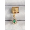 316L Çelik Gold Renk Sallantı Damla Yeşil Zirkon Taşlı Nomination Charm