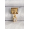 316L Çelik Gold Renk Sallantı Zirkon Taşlı Kare Model Nomination Charm