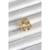 316L Çelik Gold Renk Yelpaze Model Kadın Yüzük