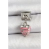 316L Çelik Gümüş Renk Pembe Kalp Model Nomination Charm