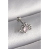316L Çelik Gümüş Renk Pembe Mineli Kalp Zirkon Taş Detay Tragus Piercing
