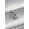 316L Çelik Gümüş Renk Üçgen Zirkon Taşlı Tragus Piercing