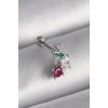 316L Çelik Gümüş Renk Zirkon Taşlı Tragus Piercing