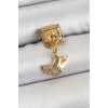 316L Çelik Sallantılı Zirkon Taşlı Balık Kuyruğu Model Gold Renk Nomination Charm