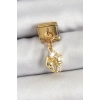 316L Çelik Sallantılı Zirkon Taşlı Deniz Kabuğu Ve Yıldız Model Gold Renk Nomination Charm