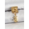 316L Çelik Sallantılı Zirkon Taşlı Deniz Yıldızı Ve İstiridye Model Gold Renk Nomination Charm