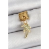 316L Çelik Sallantılı Zirkon Taşlı Palmiye Ağacı Model Gold Renk Nomination Charm