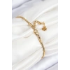 316L Çelik Zirkon Taşlı Göz Charm Model Gold Renk Kadın Bileklik