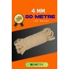 Jüt Halat Dekoratif Hasır Urgan İp (4mm, 50 Mt)
