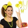 80’ler 90’lar Neon Sarı Parti Seti – Kolye Küpe Taç