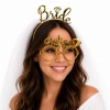 Bride Yazılı Taç + Parti Gözlüğü Seti (Gold)