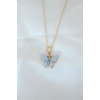 Gold Renk Kaplama Buz Mavisi Renk Sedefli Kelebek Kolye