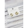 Gold Renk Pirinç Yonca Model Kadın Küpe