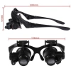 Gözlük Modeli 10X 15X 20X 25X Lens 2 Led Işıklı Büyüteç 9892G