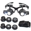 Gözlük Modeli 10X 15X 20X 25X Lens 2 Led Işıklı Büyüteç 9892G