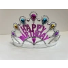 Gümüş Renk Happy Birthday Yazılı Doğum Günü Tacı 60 cm