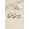 Gümüş Renk Oval Halka Model Zirkon Taşlı 3 lü Küpe Set
