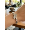 Gümüş Renk Pirinç Zirkon Taşlı Yılan Model Kadın Bileklik