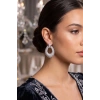 Gümüş Renk Zirkon Taşlı Damla Halka Model Kadın Abiye Küpe