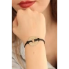 HAPPY (Mutlu) Siyah Deri İpli Unisex Mood Bileklik