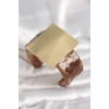 Kahverengi Mermer Desen Akrilik Plastik Gold Kare Plaka Model Vintage Kadın Bilezik
