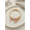 Kalp ve Fil Model Pembe Charmlı Bileklik