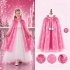 Kar Tanesi Desenli Pembe Pelerin (Astarlı,85cm)