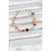 Karışık Renk Kristal Taşlı Kesimli Gümüş Renk Gema Kadın Bileklik