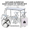 Alüminyum Kamp Masası ve 4 lü Tabure Seti (Katlanır)