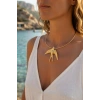 Kırlangıç Model Gold Renk Choker Kadın Kolye