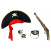 Parti Korsan Şapkası + Maske + 2 Adet Yüzük Kostüm Seti (Çocuk)