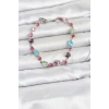 Kristal Taşlı Kalp Kesimli Karışık Renkli Gümüş Renk Gema Kadın Bileklik
