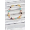 Kristal Taşlı Kesimli Karışık Renkli Gold Renk Gema Kadın Bileklik