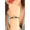 LUCKY (Şanslı) Siyah Deri İpli Unisex Mood Bileklik