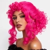 Cosplay Peruğu Neon Pembe (Fuşya) Bukleli Kıvırcık (iç Astarlı)