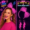 Neon Pembe Dantel Taç + Şimşek Küpe Parti Seti