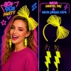 Neon Sarı Dantel Taç + Şimşek Küpe Parti Seti